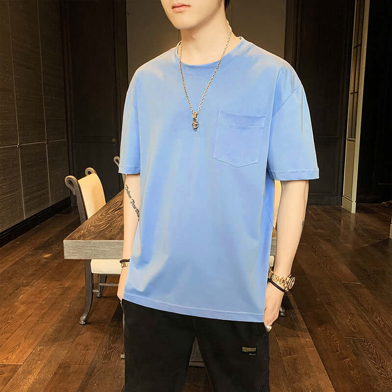 T-shirt male 2021 summer Korean casual fashion loose cotton shirt men teen students trend short sleeve T-shirt