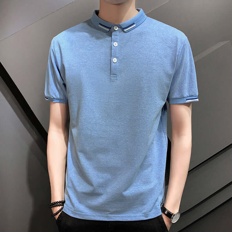 2021polo shirt short sleeve summer new solid color casual loose splicing fake two-piece tide card laperse youth clothes