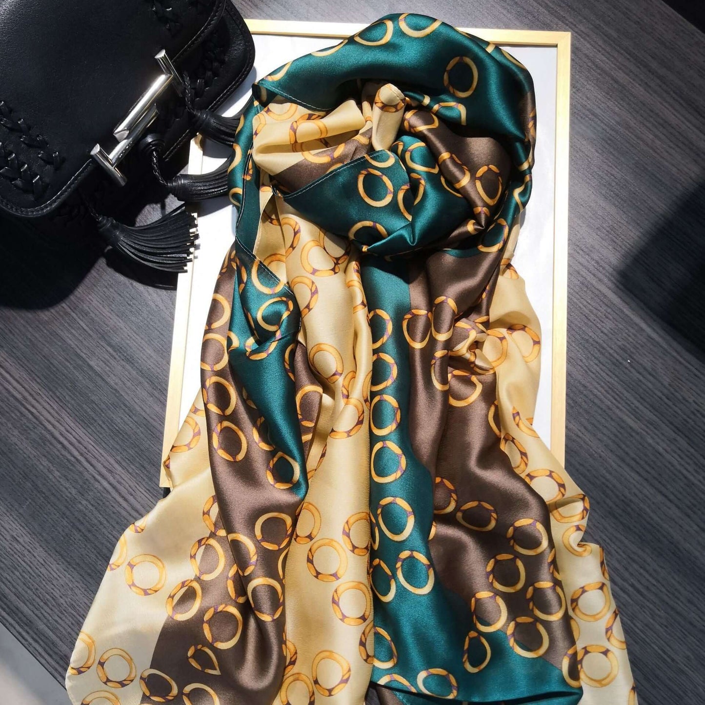 New spring and summer high-end simulation silk scarf female Korean scarves print gift custom national wind shawl beach towel