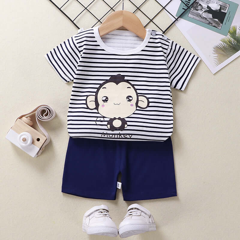 Children's summer suit cotton new baby short-sleeved shorts boys clothes 2021 girls baby suit