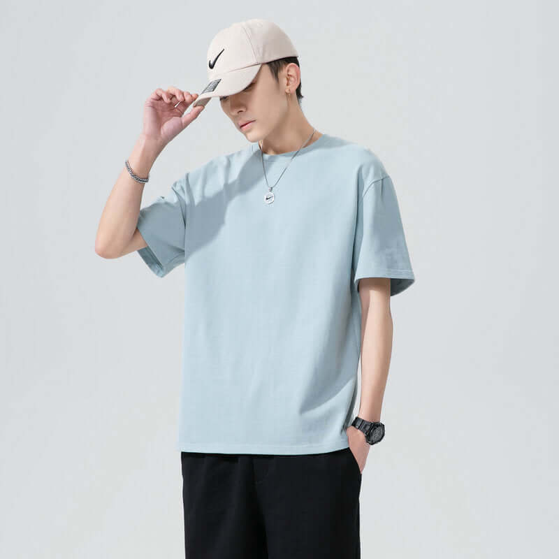 Short-sleeved T-shirt male 2021 new short sleeve T-shirt men's summer cotton bottoming shirt tide card loose trend summer dress