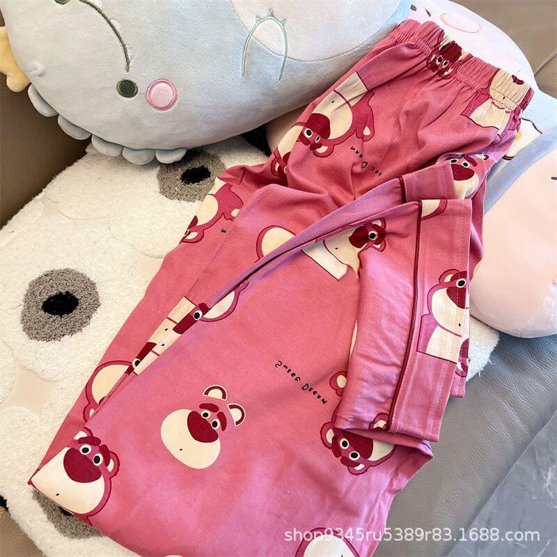 Girls' pajamas women's spring and autumn long-sleeved cartoon cute wind bear all-match student loose cardigan home service suit