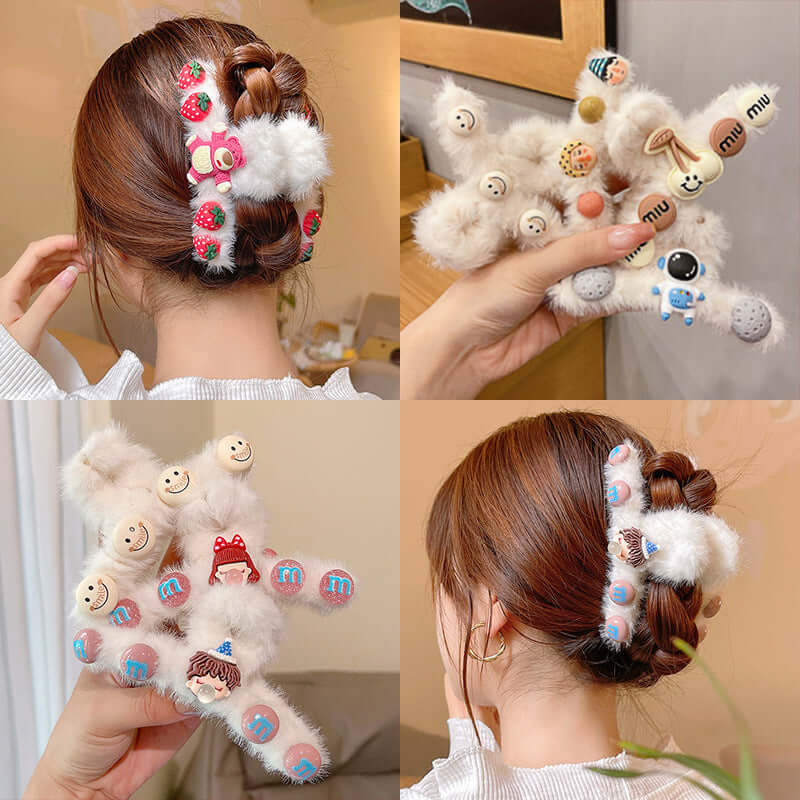 Hairpool plush grip 2021 new female Maoqiu winter large shark hair card back brain spoon clip head