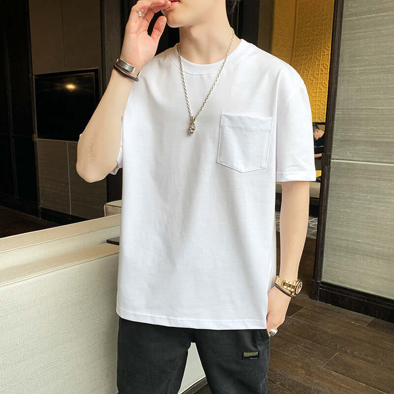 T-shirt male 2021 summer Korean casual fashion loose cotton shirt men teen students trend short sleeve T-shirt