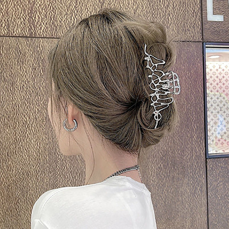 Korean version of the personality irregular metal liquid styling hair clip female diagenes