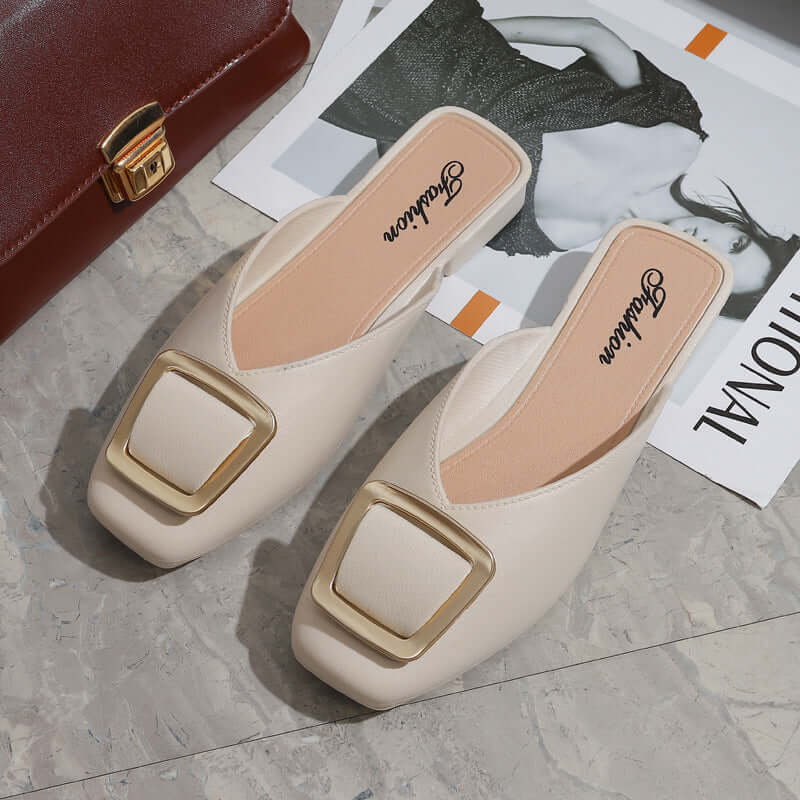 New sandals women's bag head slippers female summer wear fashion cool flip 5 lazy slippers shallow mouth half mover head women's shoes