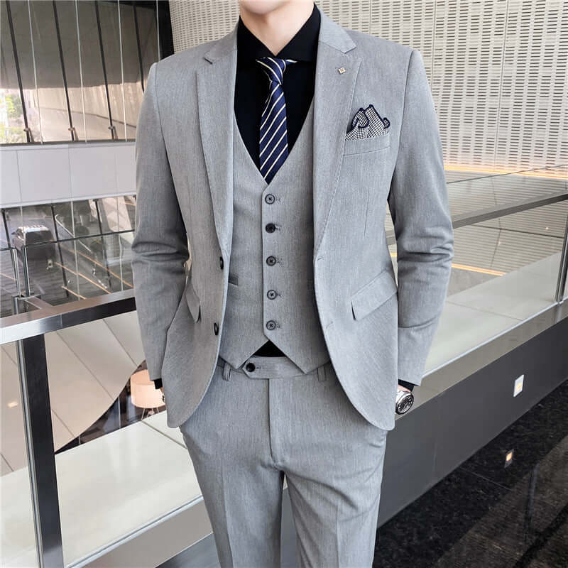 Men's Suit Three-piece Suit Korean Slim Business Men's Professional Dress Groomsmen Suit Groom Marriage Men's Clothing