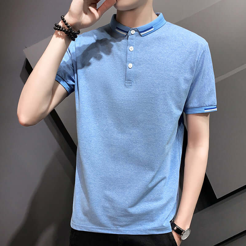 2021polo shirt short sleeve summer new solid color casual loose splicing fake two-piece tide card laperse youth clothes