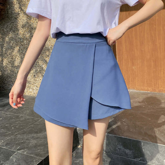 2021 high waist skirt female summer loose irregular skirt wild slim chiffon wide leg pants A word skirt