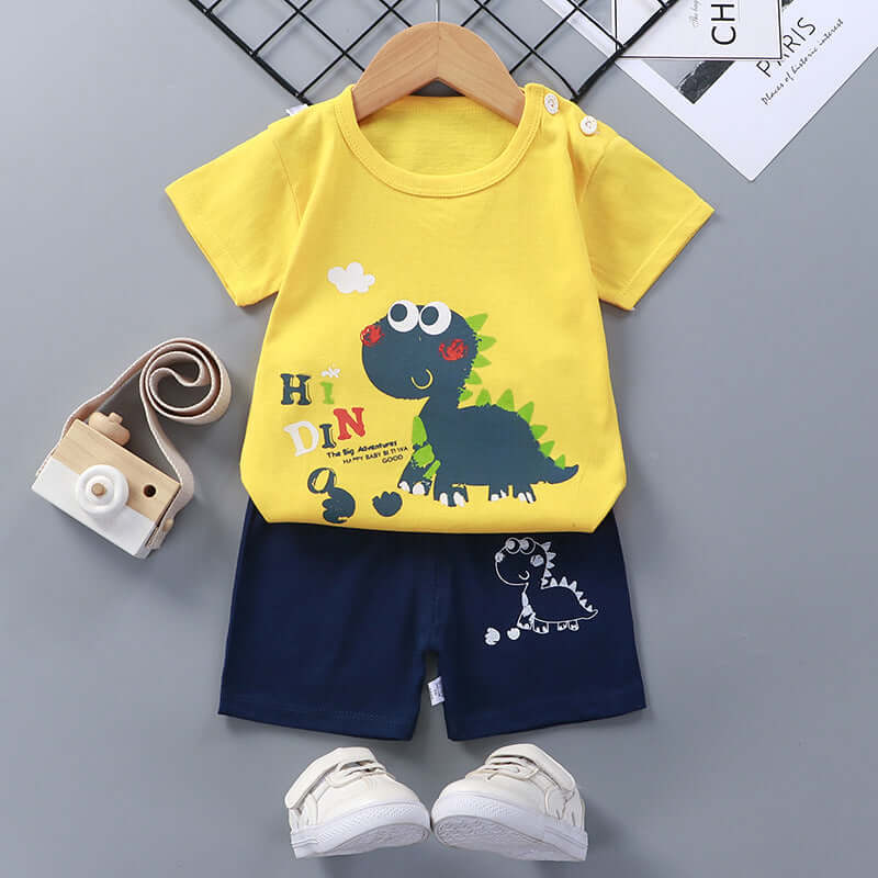 Children's summer suit cotton new baby short-sleeved shorts boys clothes 2021 girls baby suit