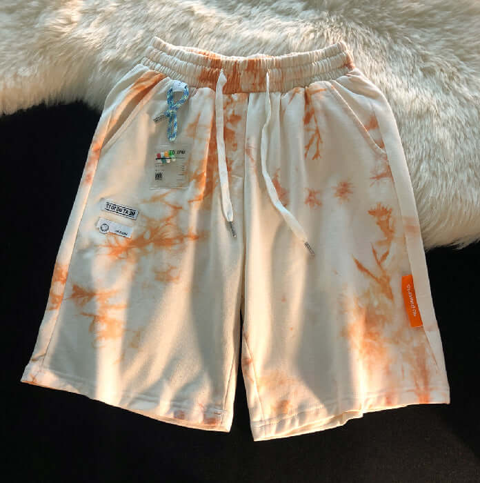 Shengfei tie-dye lanyard loose and thin five-point pants casual shorts girls 2021 summer thin couple pants