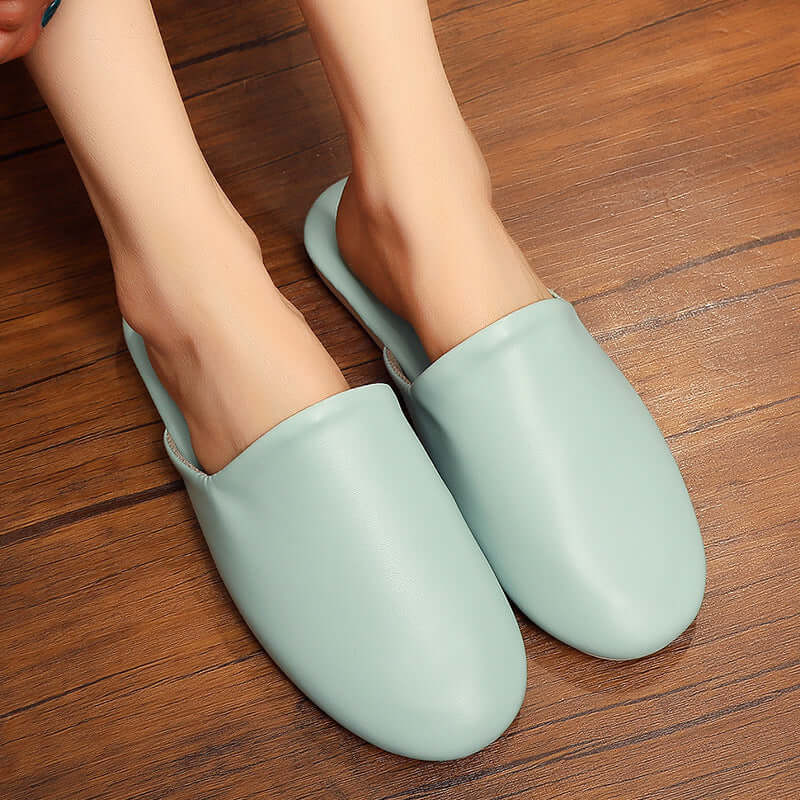 New spring and autumn Japanese leather slippers indoor home non-slip home floor couple men and women bag head sandals