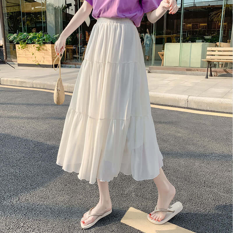 Summer skirt summer small child high waist skirt new 2021 INS super fairy student long paragraph skirt