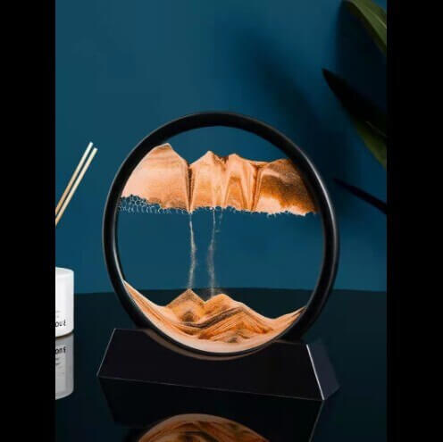 3D Moving Sand Art Picture Round Glass Deep Sea Sandscape In Motion Display Flowing Sand Frame Sand Painting