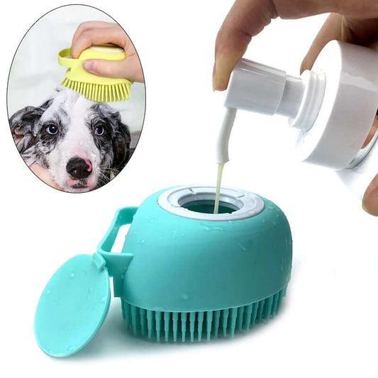 Pet Bath Massager Brush-Dispenses Soap While Brushing