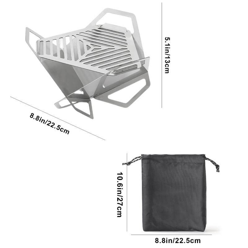屋外ポータブルバーベキューグリル防風軽量ミニチャコールグリルキャリングバッグ付き屋外防風三角形ファイヤーピット用