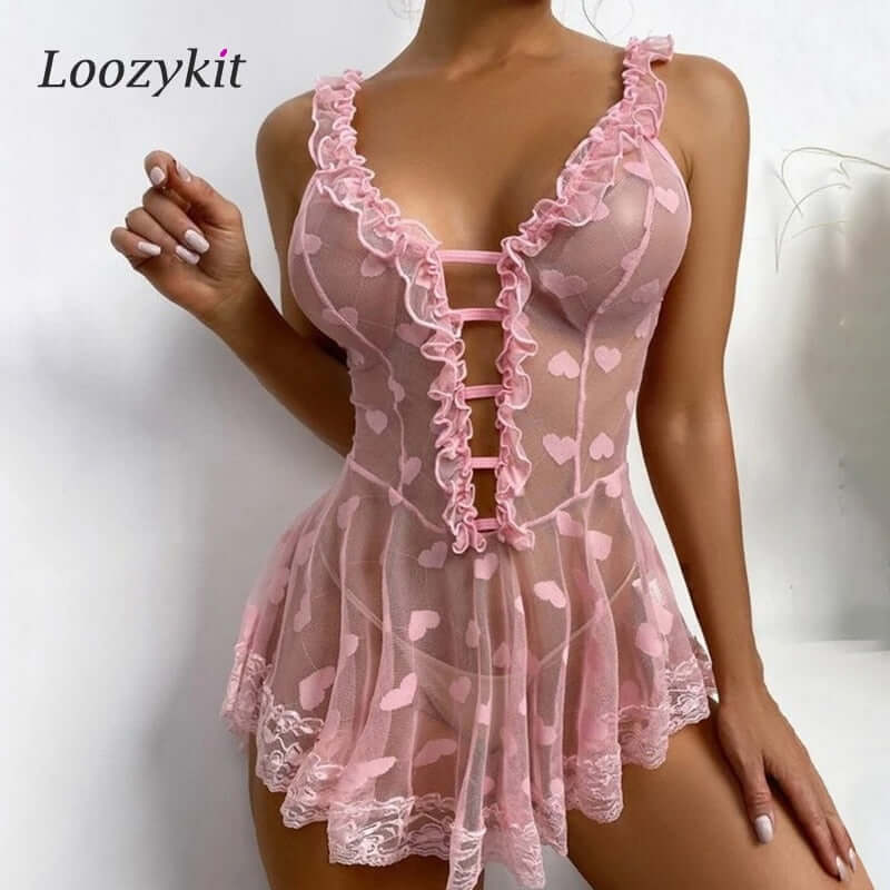 Plus Size Woman Lingerie Sexy Sleepwear Lace Dress Sexy Baby Doll Lingerie Hot Erotic Underwear Nightwear Pajamas Porno Costumes