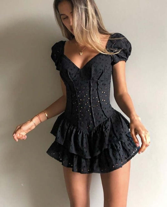 Victoria V-Neck Ruffle Mini Dress