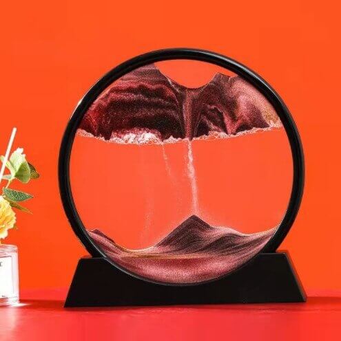 3D Moving Sand Art Picture Round Glass Deep Sea Sandscape In Motion Display Flowing Sand Frame Sand Painting