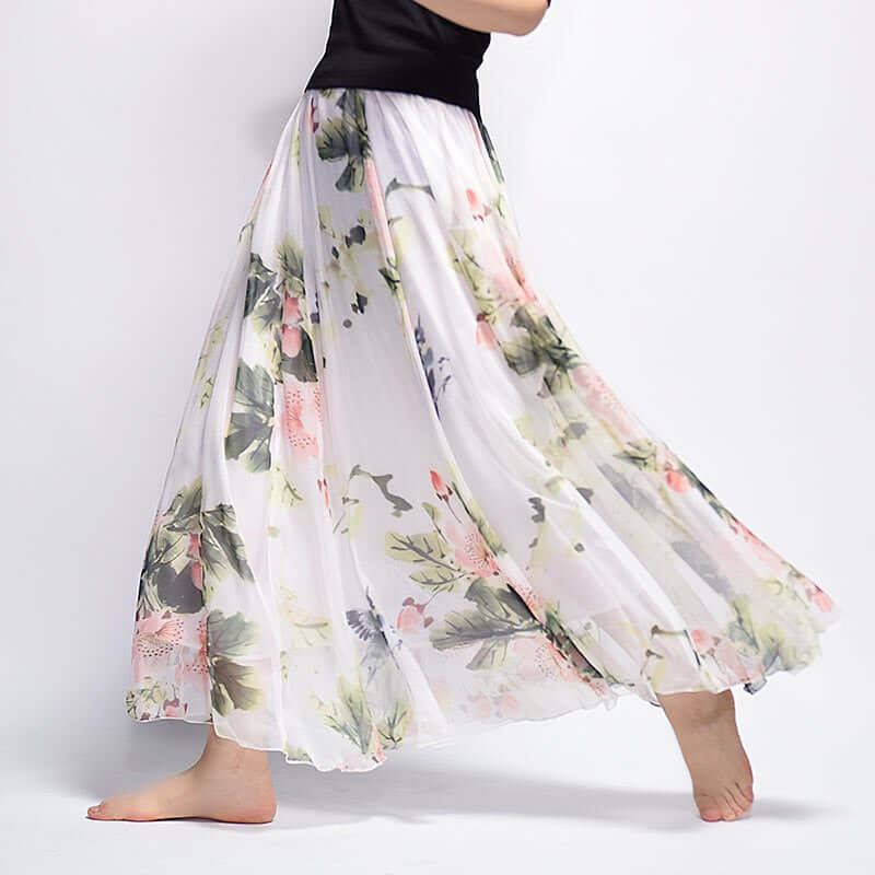 Vintage Bohemian Long Skirts Women Elegant Chiffon Saia Harajuku Beach High Waist Long Skirt Woman Clothes Faldas Tutu Vestidos