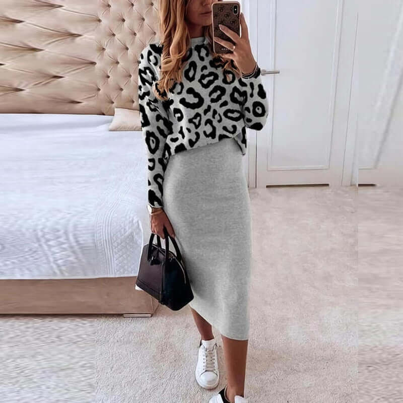 Women's Knitted Sweater Skirt Two Piece Set Women Slim Fit Elegant Tops Female Sweater Skirts Suits Office Lady Knitting Outfit