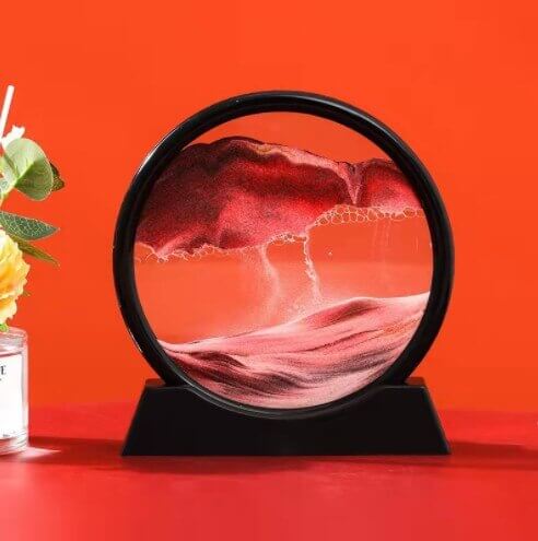 3D Moving Sand Art Picture Round Glass Deep Sea Sandscape In Motion Display Flowing Sand Frame Sand Painting