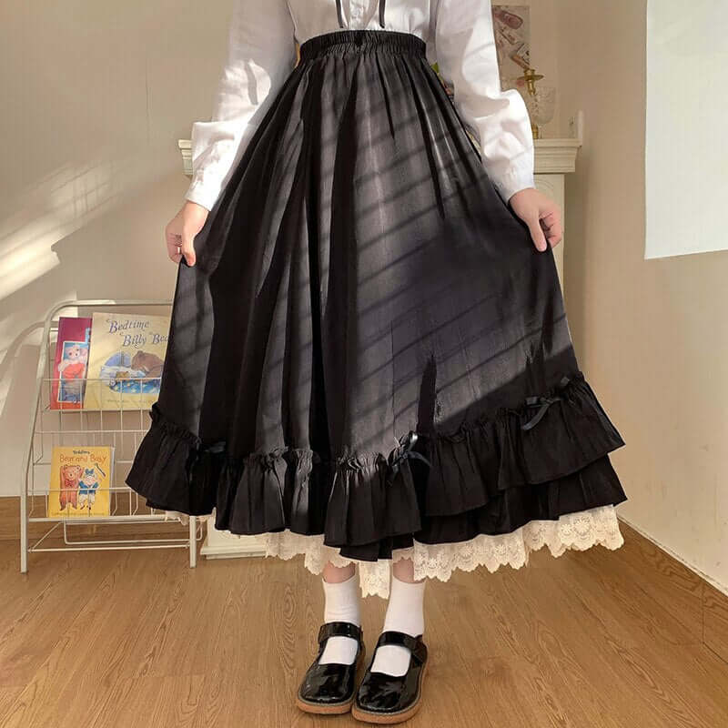 Anbenser Women Mall Gothic Aesthetic Velvet Pleated Mini Skirts Vintage Harajuku Emo Alt Clothes High Waist Lace Ruffles Skirt