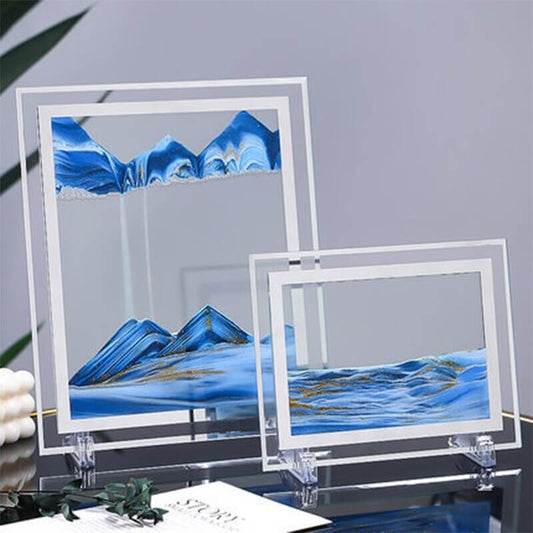 3D Moving Sand Art Picture Round Glass Deep Sea Sandscape In Motion Display Flowing Sand Frame Sand Painting