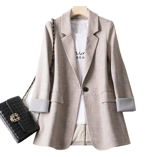 Ladies Long Sleeve Spring Casual Blazer New Fashion Business Plaid Suits Women Work Office Blazer Women Coats  Woman Jacket