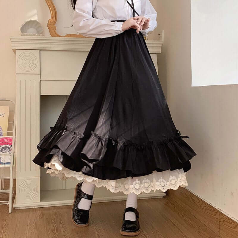 Anbenser Women Mall Gothic Aesthetic Velvet Pleated Mini Skirts Vintage Harajuku Emo Alt Clothes High Waist Lace Ruffles Skirt
