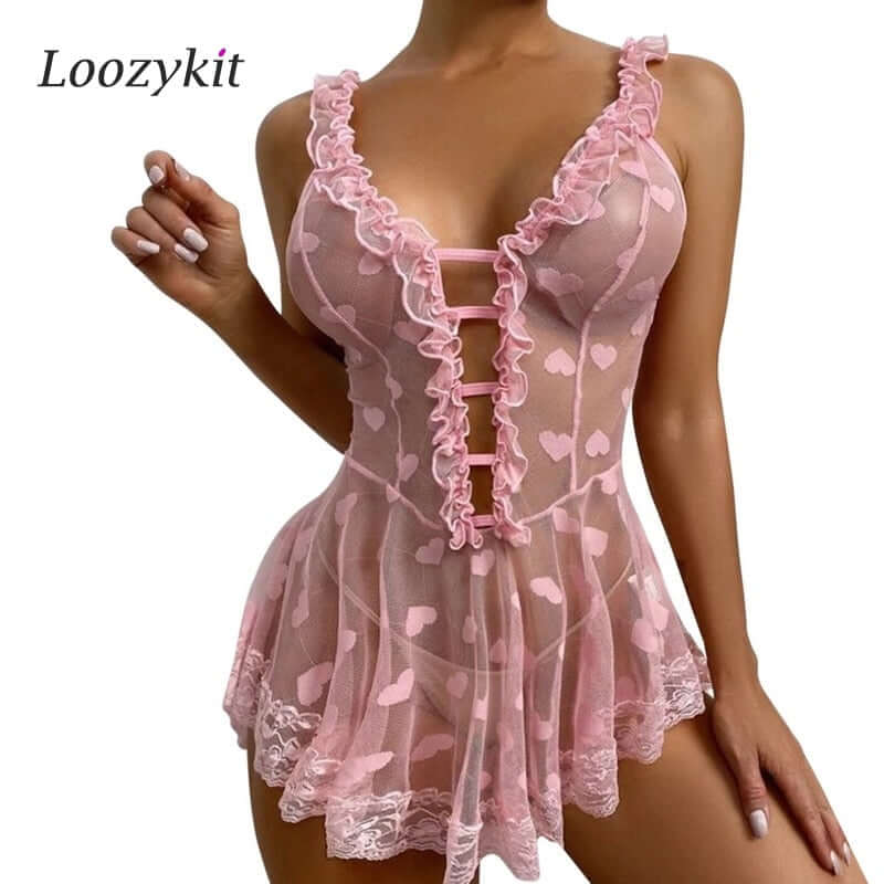 Plus Size Woman Lingerie Sexy Sleepwear Lace Dress Sexy Baby Doll Lingerie Hot Erotic Underwear Nightwear Pajamas Porno Costumes