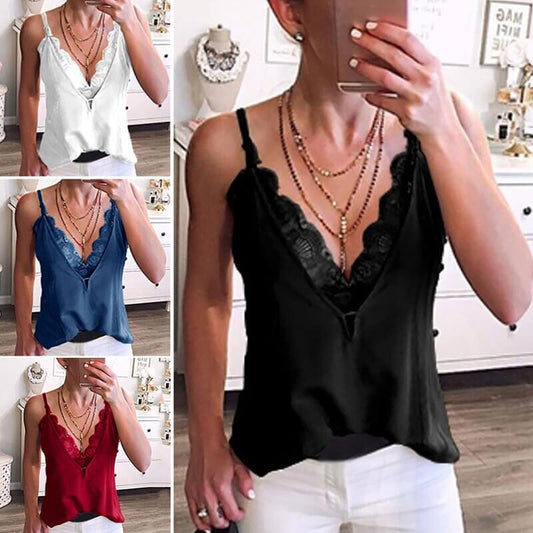 Sexy Camisole ❣️ - Deep V Neck Lace Tank Top