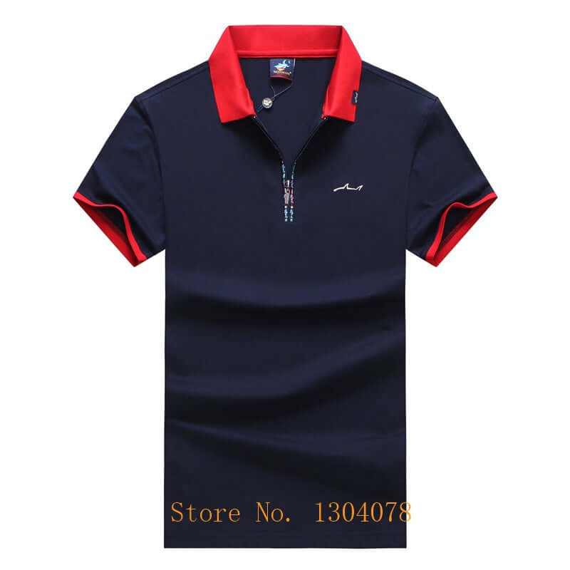 Red Blue White 95% Cotton Polo Shirt Men with Short Sleeve Zipper Design Flag Embroidery Fashion Casual Brand Tace & Shark Polo