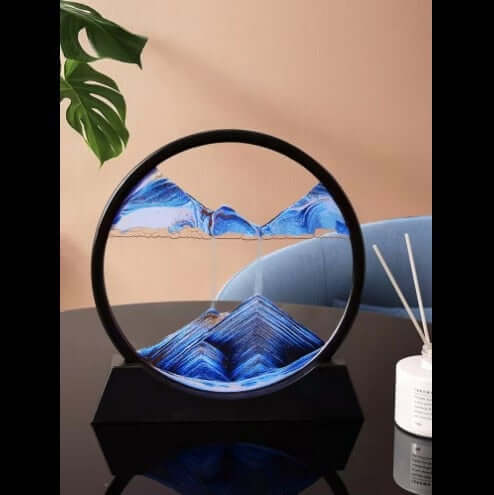 3D Moving Sand Art Picture Round Glass Deep Sea Sandscape In Motion Display Flowing Sand Frame Sand Painting