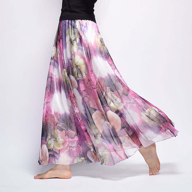 Vintage Bohemian Long Skirts Women Elegant Chiffon Saia Harajuku Beach High Waist Long Skirt Woman Clothes Faldas Tutu Vestidos