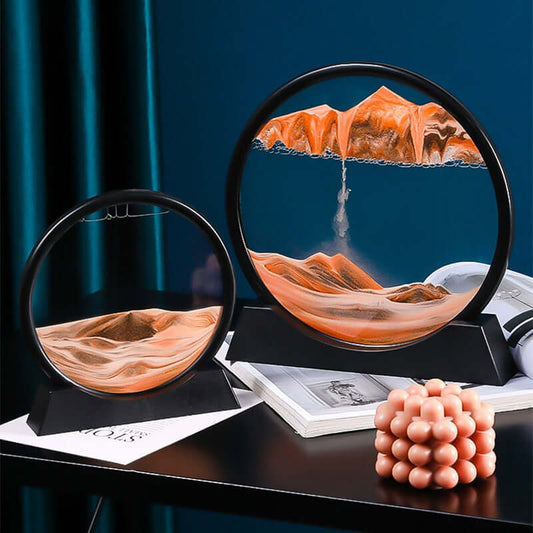 3D Moving Sand Art Picture Round Glass Deep Sea Sandscape In Motion Display Flowing Sand Frame Sand Painting