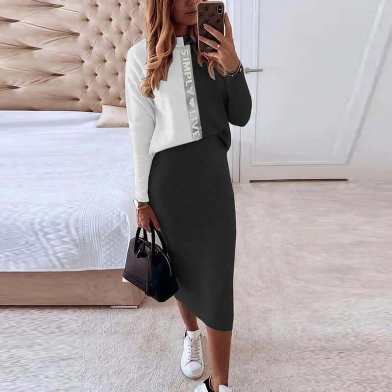 Women's Knitted Sweater Skirt Two Piece Set Women Slim Fit Elegant Tops Female Sweater Skirts Suits Office Lady Knitting Outfit