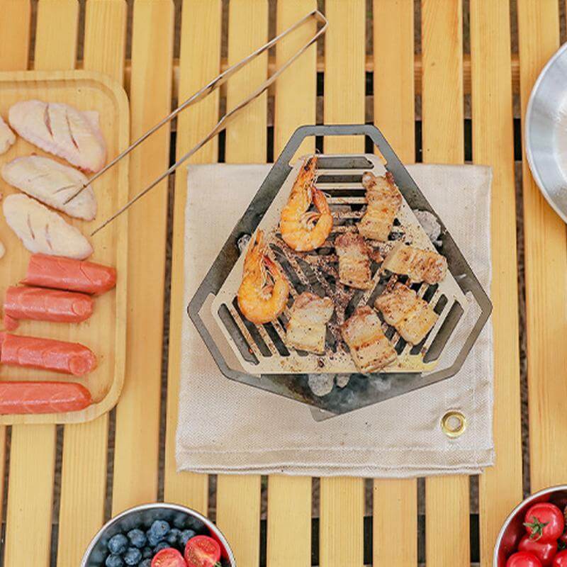 Outdoor Portable BBQ Grills Windproof Lightweight Mini Charcoal Grill With Carrying Bag Outdoor Windproof Triangle Fire Pit For