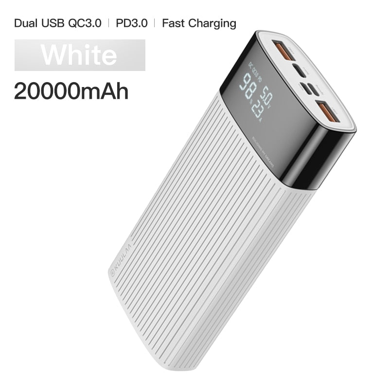 KUULAA Power bank 20000mah Quick Charge 3.0 portable charger PD fast charging power bank for redmi note 10 9 pro 9s iphone 12 11