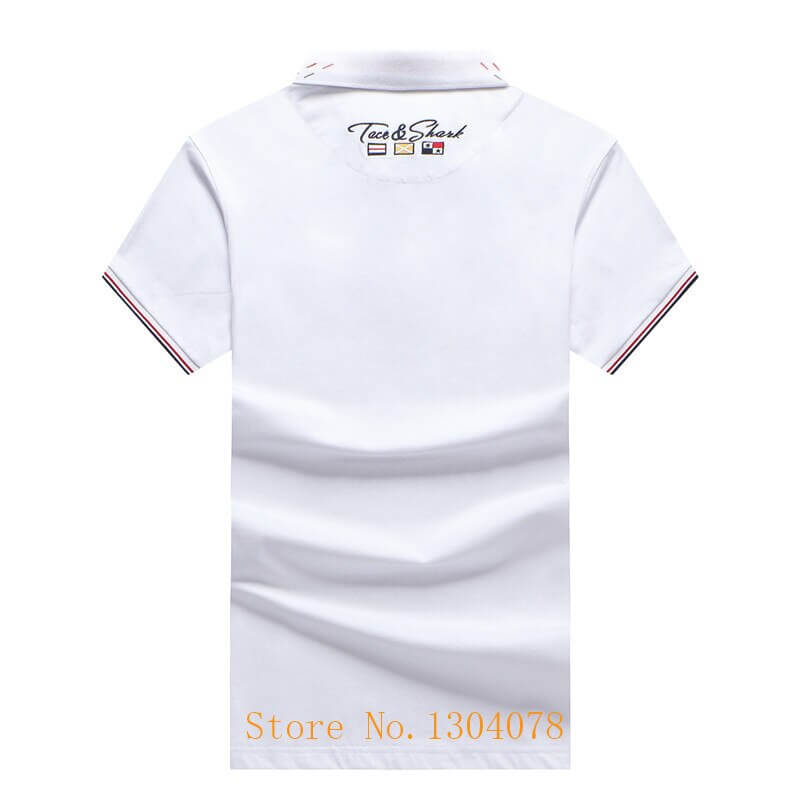 Red Blue White 95% Cotton Polo Shirt Men with Short Sleeve Zipper Design Flag Embroidery Fashion Casual Brand Tace & Shark Polo