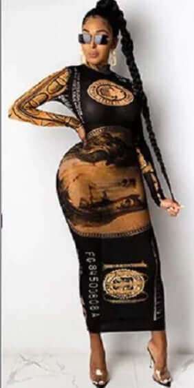 Women Summer Fashion Black Money Dress