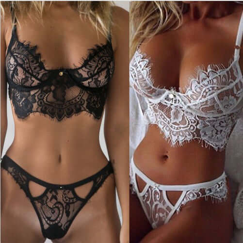 Wholesale Plus Size Sexy Lingeries Lace Three-Point Women's Bra Panties Lingerie Underwear Ladies Lingerie