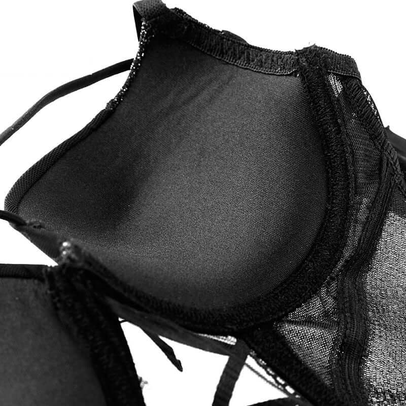 Felinus Sexy Lingerie Women Underwear Slings Embroidered Floral Sleepwear Corset Shoulder Strape Lingeries Black