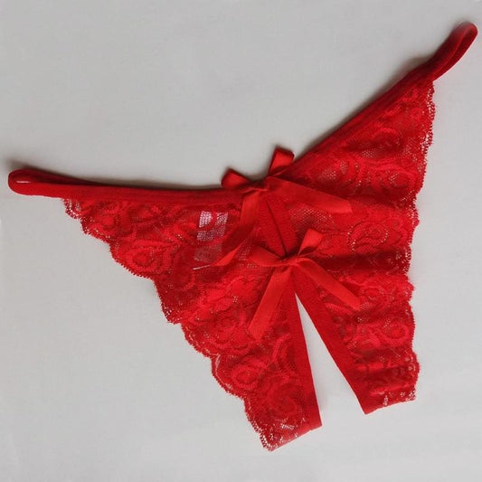 Flower Lace Female Briefs Thongs G-string Women Sexy Opening Crotch Panties