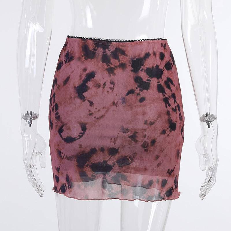 Y2K Tie Dye Mesh A-Line Mini Skirt