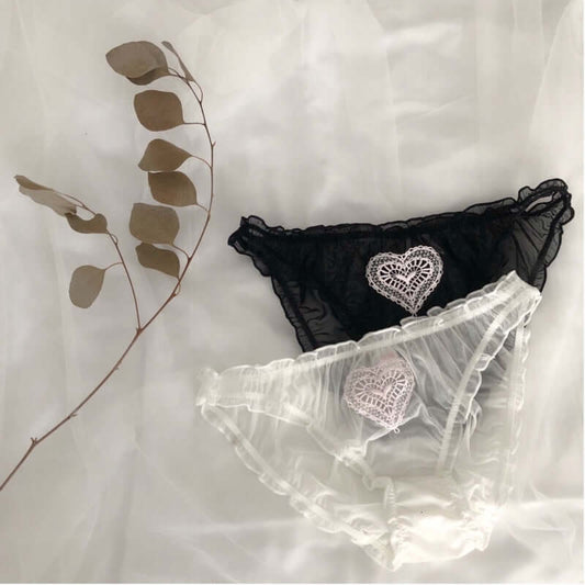 Lace Heart Ruffles Embroidered Panties