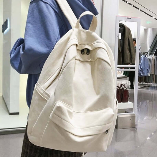 Fashion Trendy Male / Female Bookbag Classic Cotton Backpack