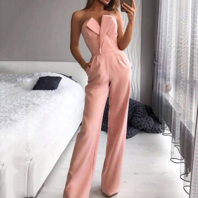 Nukty Elegant Strapless Long Rompers Women Jumpsuit Summer Sleeveless Wide Leg Club Party Outfits Lady Plus Size 3XL White Overalls