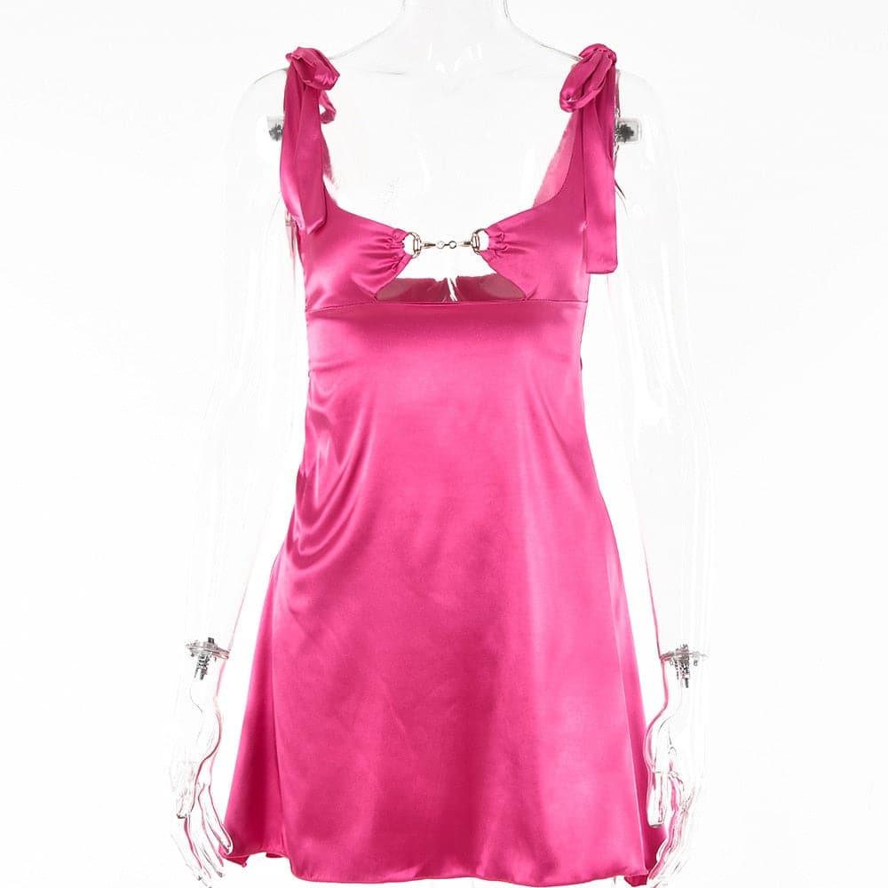 Sexy Alluring Pink Satin Mini-Dress- Giftable and Party-Tested !