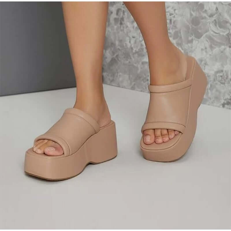 Women's Fashion Basics - Pleather Platform Sandals